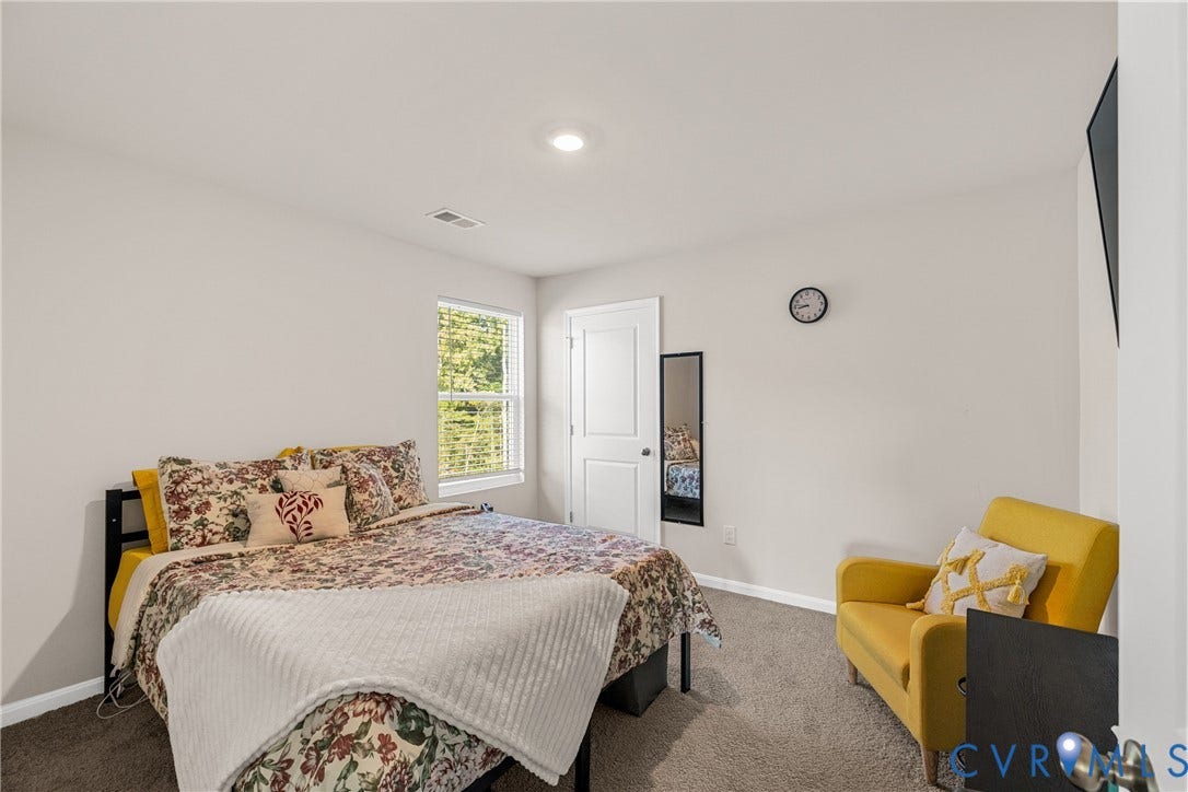 7974 Arbor Marsh Terrace, New Kent, VA 23124 Carpeted flooring, recessed ceiling lighting, a window with blinds, and white painted walls