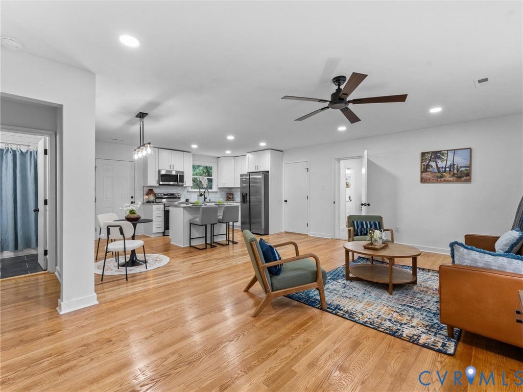 3626 Reynolds Road, Richmond, VA 23223 Wood-finish flooring, recessed lighting, and a ceiling fan