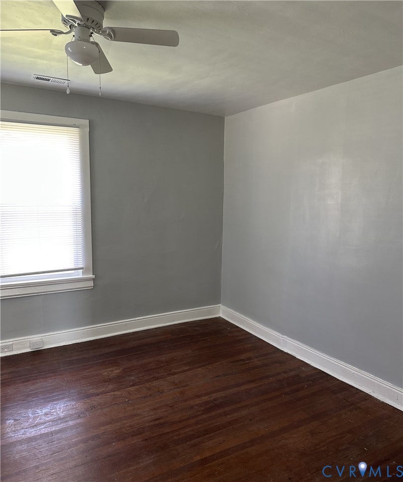 4307 3rd Street, Richmond, VA 23223 Hardwood flooring, window with blinds, ceiling fan with integrated lighting, painted walls