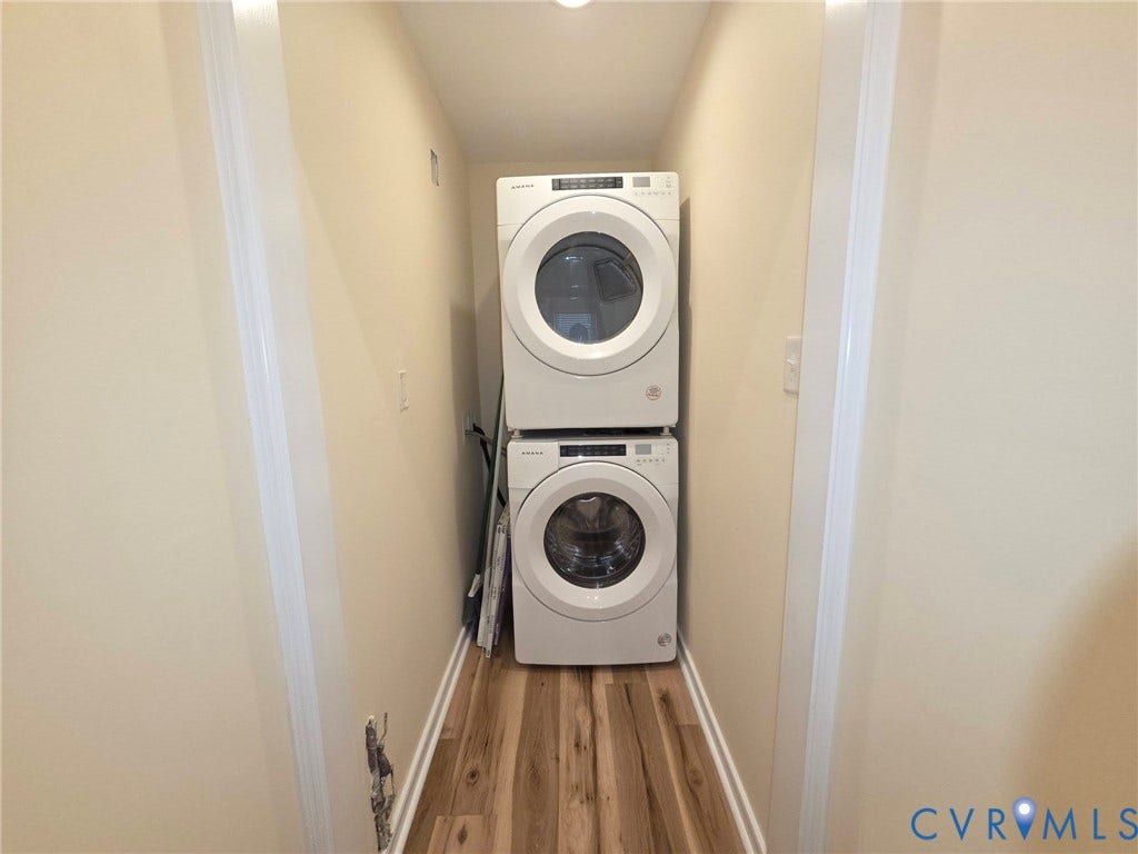 3400 Decatur Street, Richmond, VA 23224 Stacked washer and dryer unit with wood-finish flooring