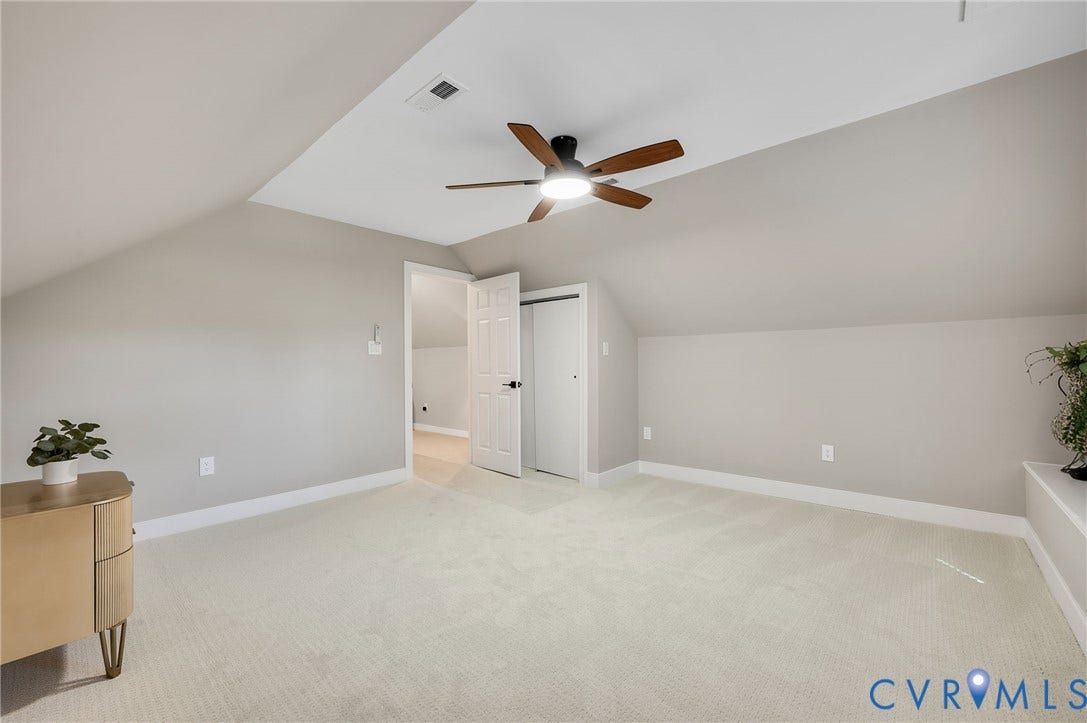 13800 W Salisbury Road, Salisbury, Midlothian, VA 23113 Carpeted room with sloped ceilings and recessed lighting