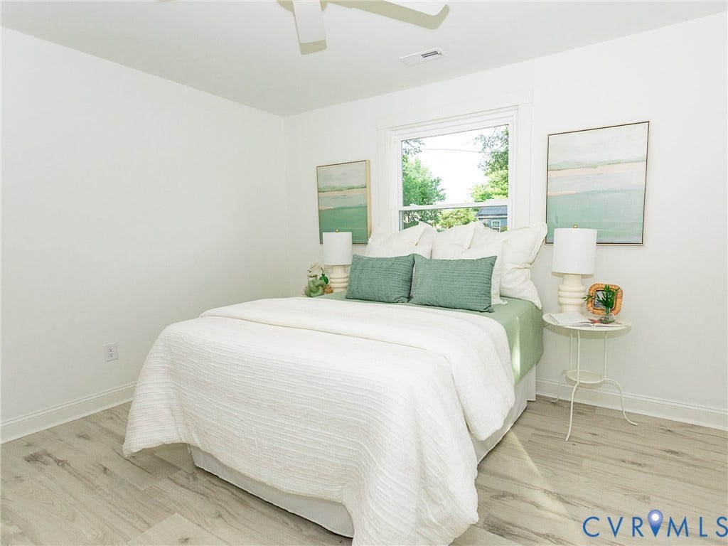 1601 N 25th Street, Richmond, VA 23223 Recessed lighting, wood-finish flooring, and a ceiling fan