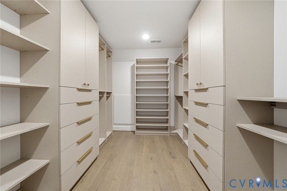 9169 Terroir Lane, Villas, New Kent, VA 23124 Extensive custom closet system featuring integrated drawers, shelving, and hanging storage