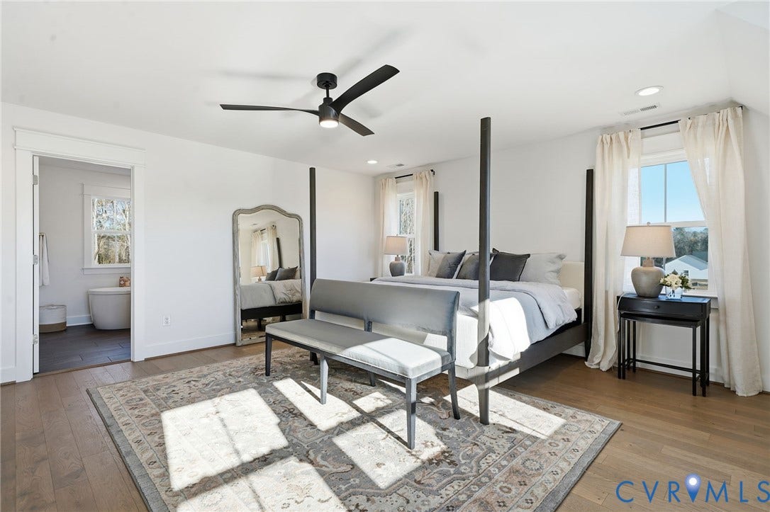 9169 Terroir Lane, Villas, New Kent, VA 23124 Hardwood-finish flooring, recessed lighting, and a modern ceiling fan