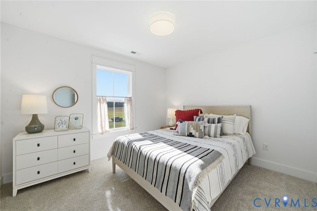 9169 Terroir Lane, Villas, New Kent, VA 23124 Recessed window with white trim, wall-to-wall carpeting, and a flush mount ceiling light fixture
