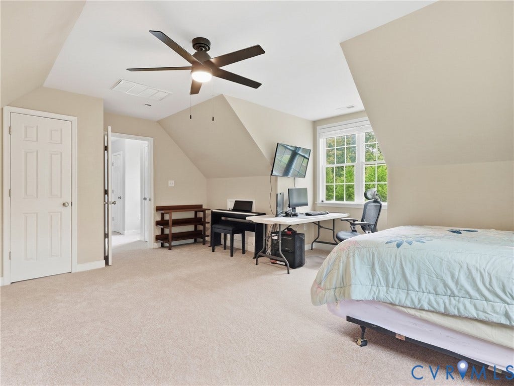 8325 Caroline Vines Way, Estates At Willis Church, Henrico, VA 23231 Carpeted room with a ceiling fan, recessed lighting, and a multi-pane window