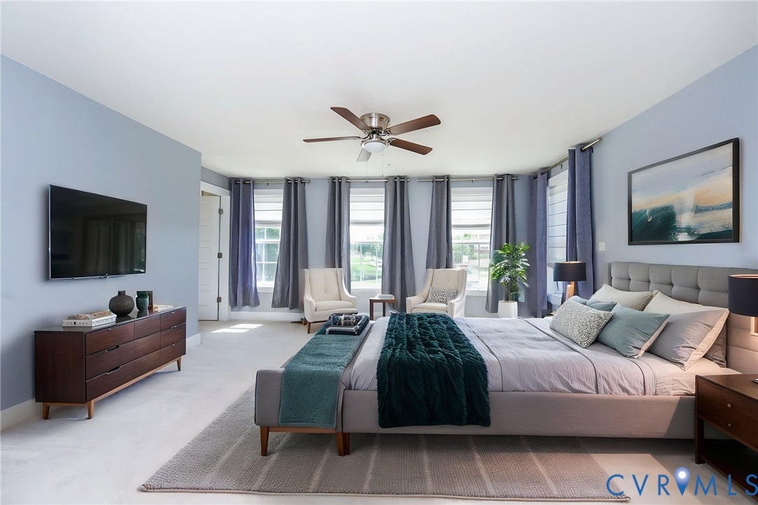 4300 Bon Secours Parkway, #A, Henrico, VA 23233 Recessed lighting, ceiling fan, wall-mounted television, and multiple windows with roller shades