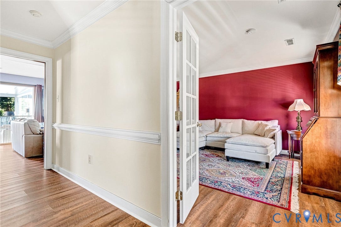 Wood-finish flooring throughout