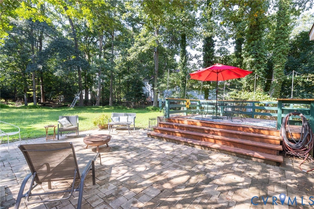 13802 Rockhaven Drive, Thornhill, Chester, VA 23836 Expansive outdoor living area featuring a paver patio and a multi-level wood deck