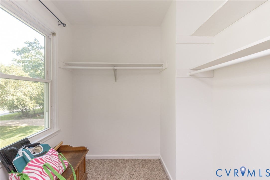13802 Rockhaven Drive, Thornhill, Chester, VA 23836 Built-in shelving, hanging rods, window, and carpet flooring