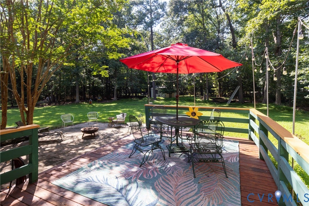 13802 Rockhaven Drive, Thornhill, Chester, VA 23836 Spacious wood-finish deck with green railings