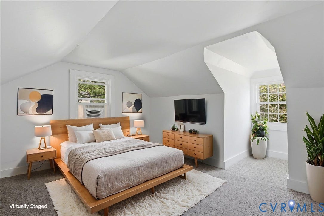 5108 Forest Hill Avenue, Westover Hills Area, Richmond, VA 23225 Bedroom #3-Upstairs right front with vaulted ceilings, window alcove, fresh paint and new carpet