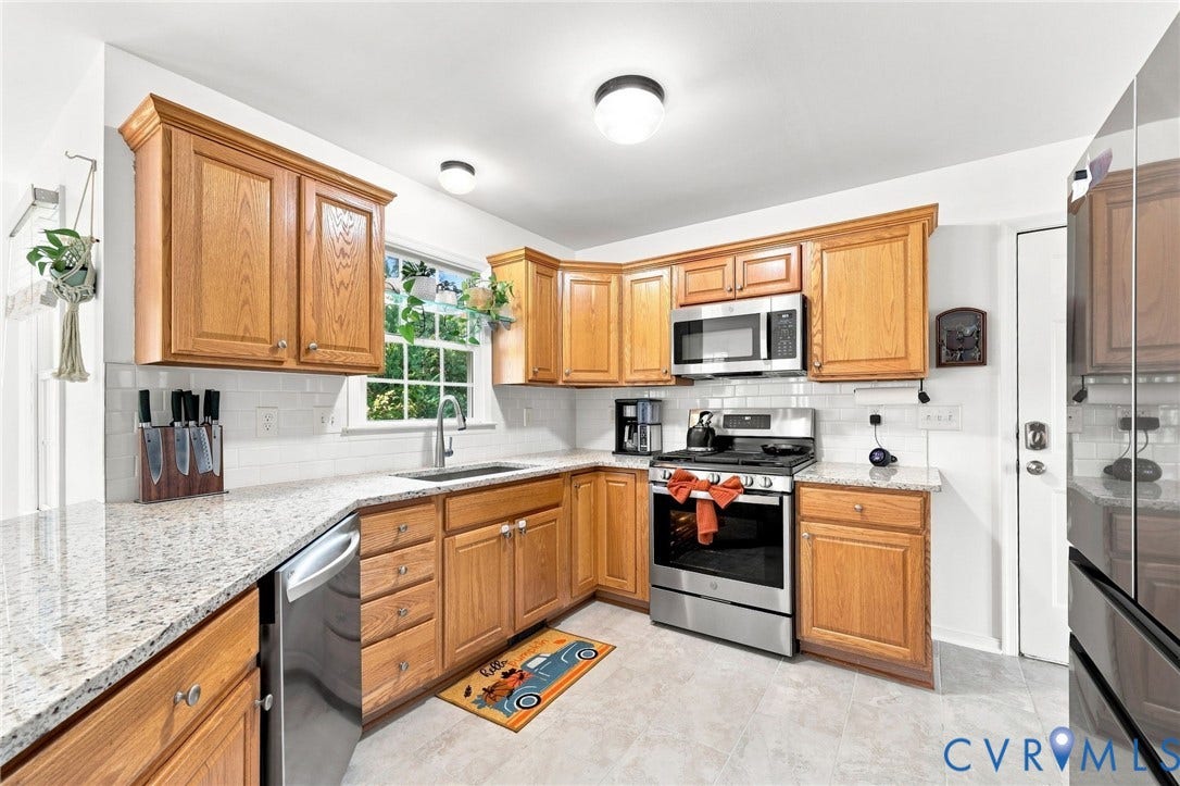 11342 McCauliff Court, North Chesterfield, VA 23236 Kitchen featuring wood cabinetry, stainless steel appliances, a tile backsplash, and light-toned countertops