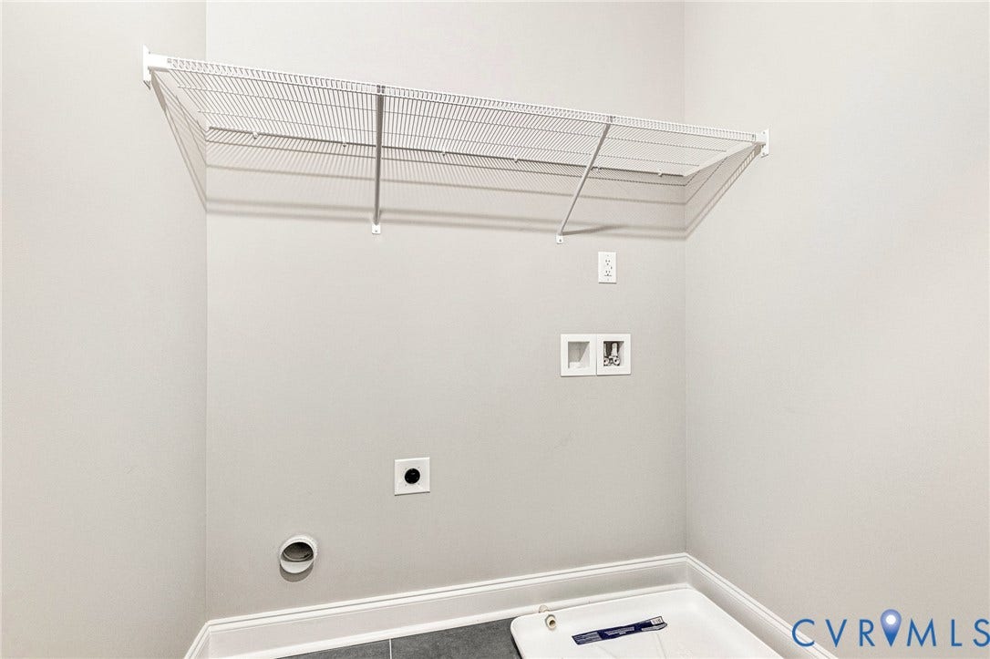310 E 33rd Street, Swansboro West, Richmond, VA 23224 Laundry area featuring a white wire shelf, utility sink, and tile flooring