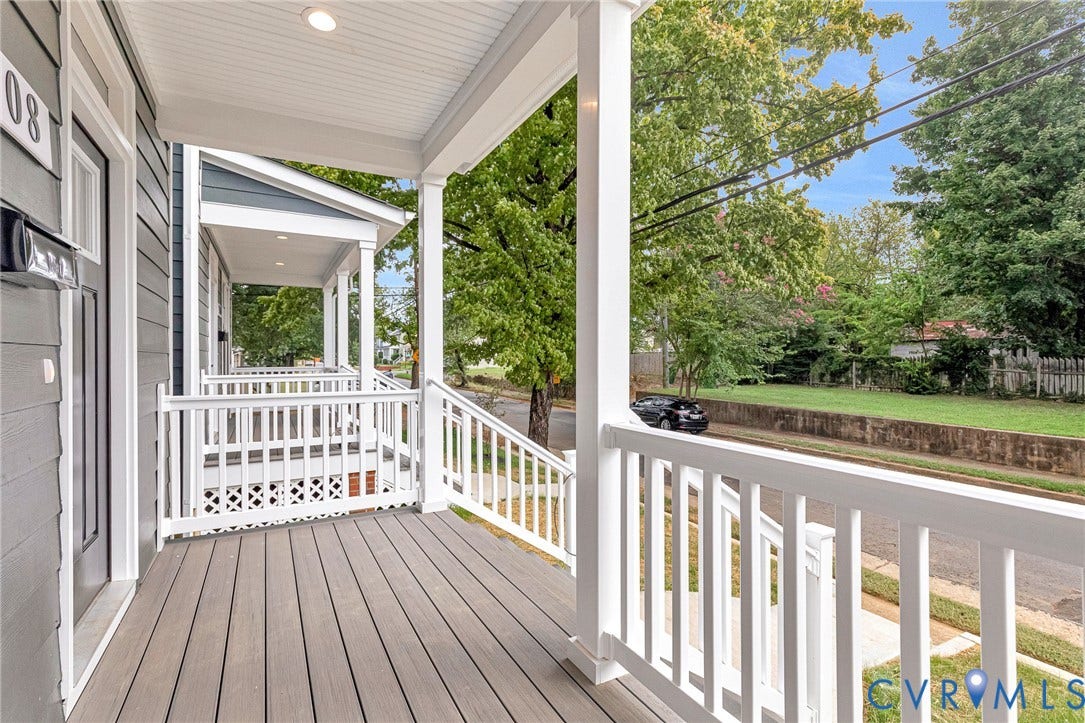 308 E 33rd Street, Swansboro West, Richmond, VA 23224 Inviting covered front porch with composite decking and white railing