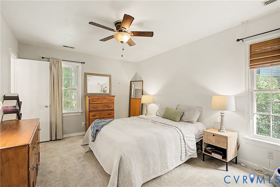 1506 Porters Mill Terrace, Smoketree South, Midlothian, VA 23114 Recessed lighting, ceiling fan with integrated light, multiple windows, and light-toned carpeting
