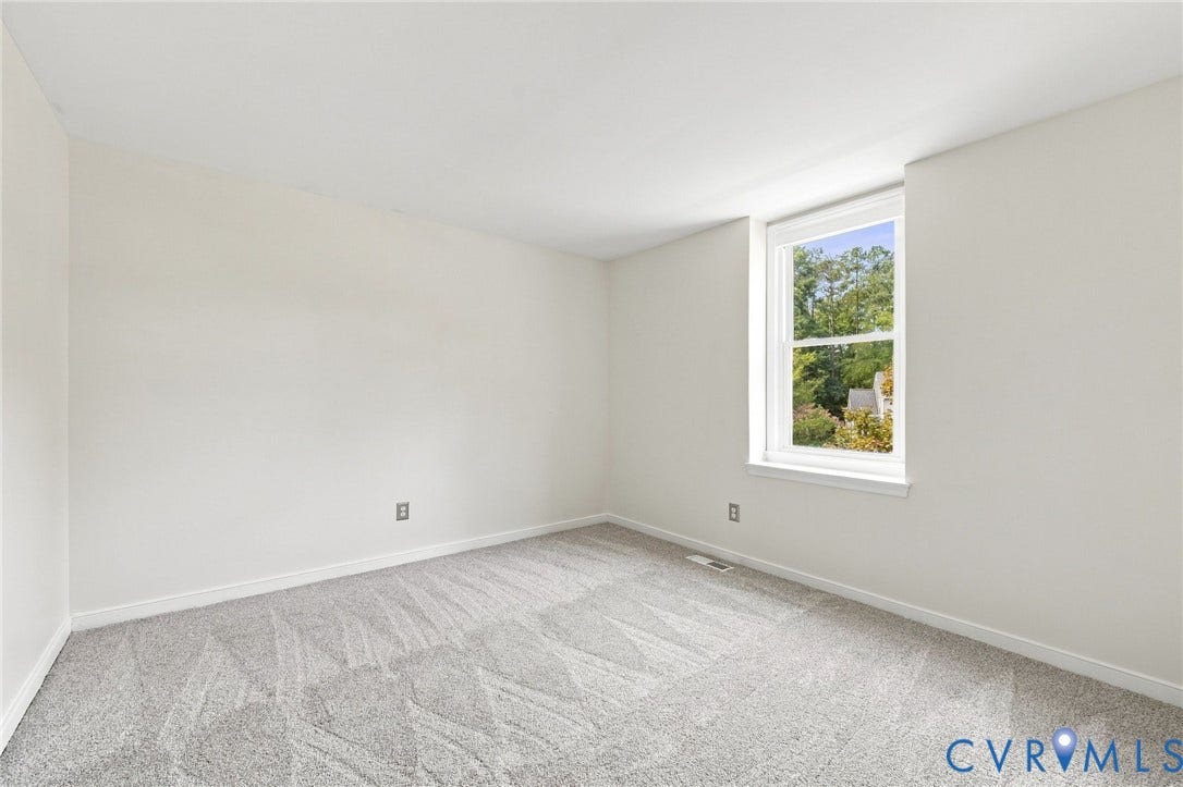 4509 Vienna Woods Place, Innsbrook, Henrico, VA 23060 Neutral-toned walls, gray patterned carpeting, and a white-framed window