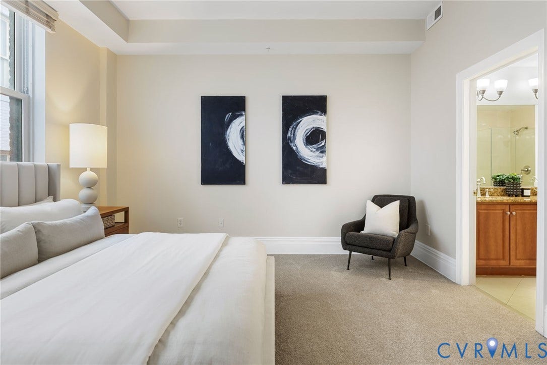 6 N 6th Street, #U5B, Downtown/Financial District, Richmond, VA 23219 Recessed ceiling with an integrated light fixture, window with natural light, neutral wall color, and light-toned carpeting
