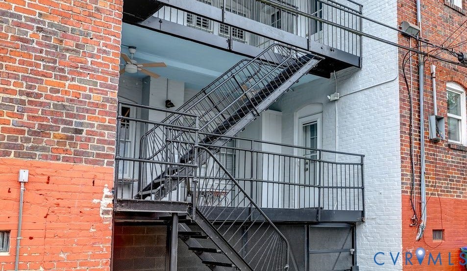 A newly constructed metal rear porch