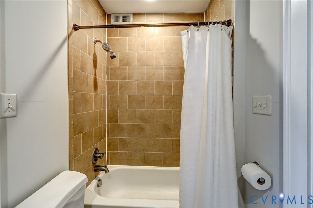 with tiled tub