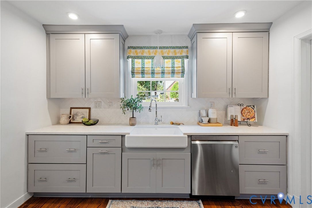 4919 Park Avenue, Near West End, Richmond, VA 23226 White farmhouse sink with a gooseneck faucet