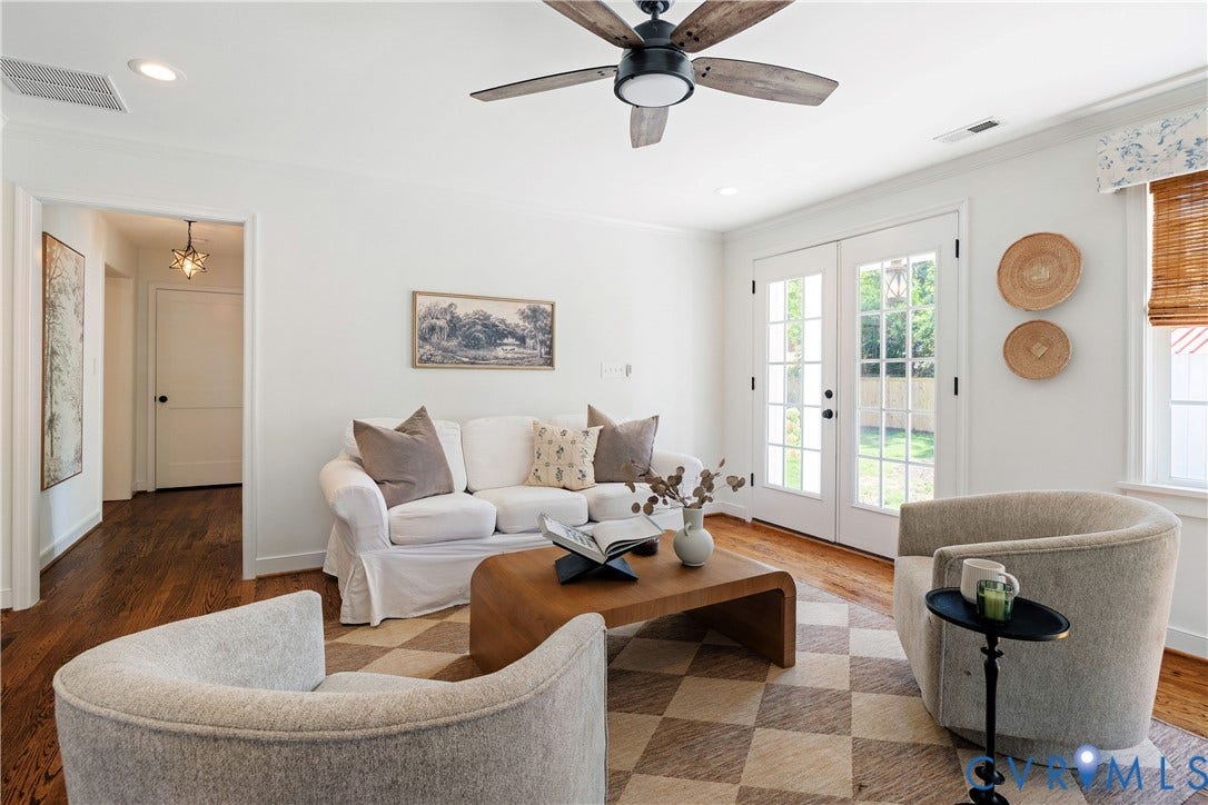 4919 Park Avenue, Near West End, Richmond, VA 23226 Hardwood flooring, recessed lighting, and a ceiling fan with light fixture