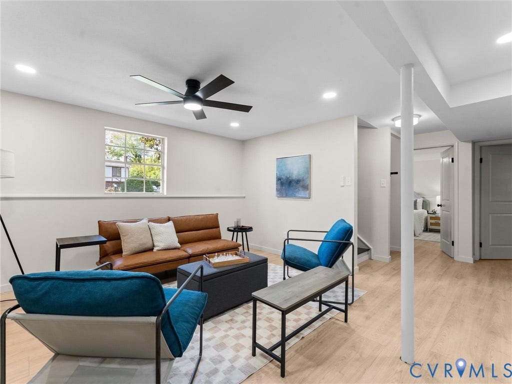 5907 Stella Road, Richmond, VA 23234 Recessed lighting, light wood-finish flooring, and a ceiling fan with integrated lighting