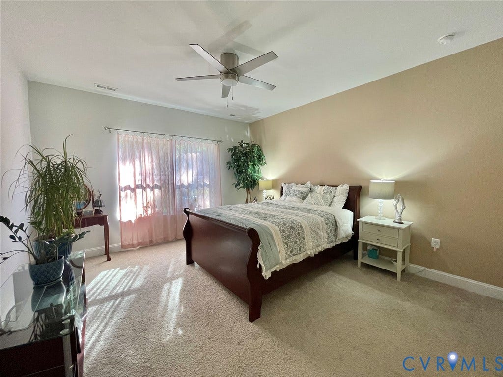 6905 Leire Lane, Chesterfield, VA 23832 Recessed ceiling, neutral carpet flooring, and a ceiling fan