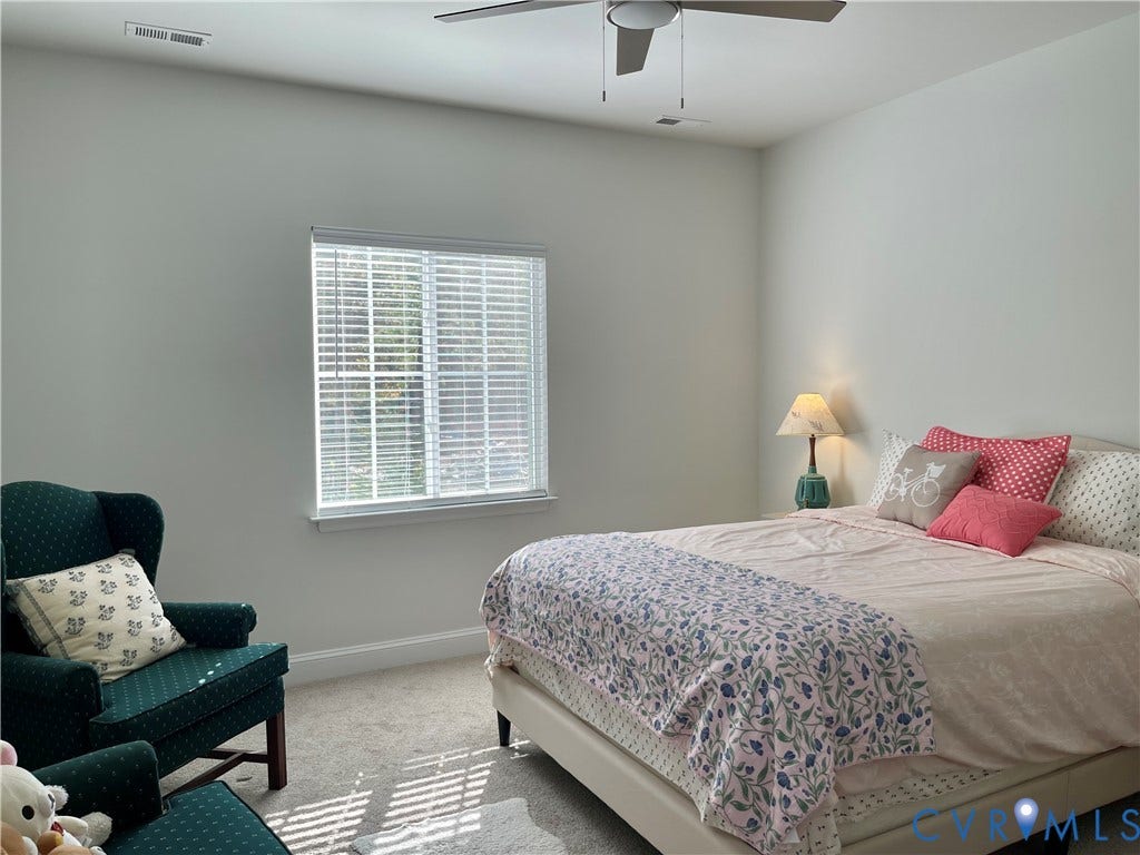6905 Leire Lane, Chesterfield, VA 23832 Recessed lighting, ceiling fan, window with blinds, and carpeted flooring
