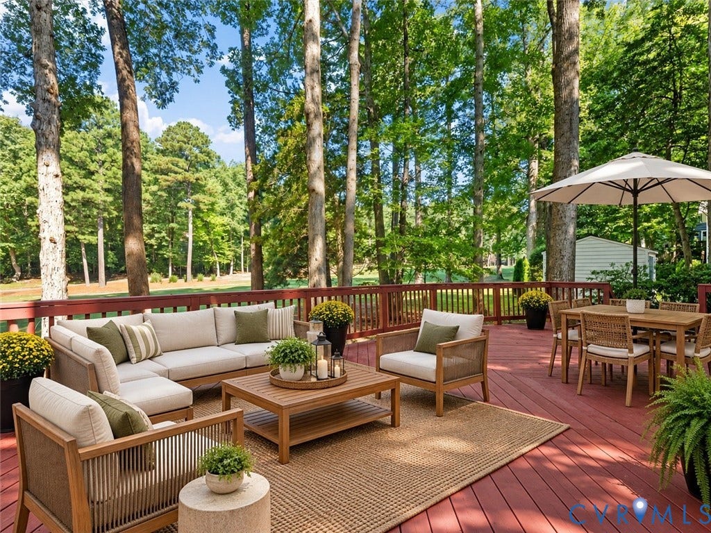 4504 Heritage Woods Lane, Heritage Woods, Midlothian, VA 23112 Virtually Staged Deck Overlooking the 13th Green