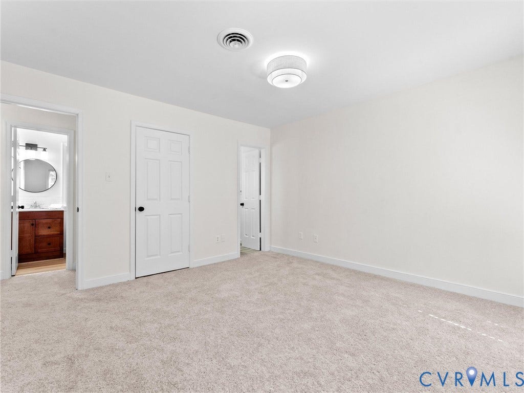4504 Heritage Woods Lane, Heritage Woods, Midlothian, VA 23112 The Primary Bedroom boasts New Carpet, New Lighting, 2 Closets and an En-Suite Bathroom