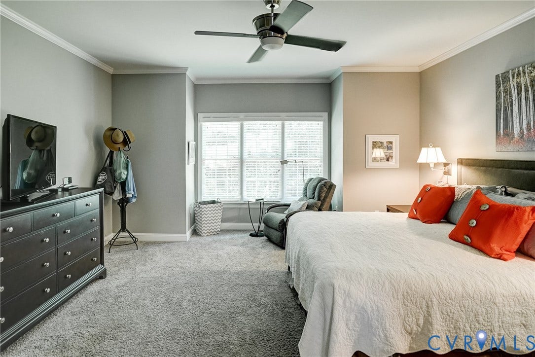 4938 Grey Oaks Villas Drive, Glen Allen, VA 23059 Spacious room featuring broadloom carpet, a large window with blinds, and crown molding