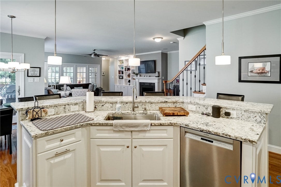 4938 Grey Oaks Villas Drive, Glen Allen, VA 23059 Kitchen island with granite countertops, stainless steel sink, and integrated dishwasher