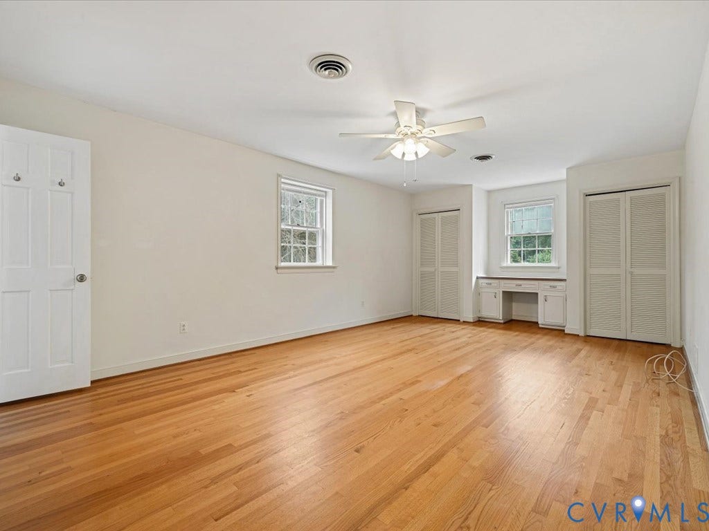 4630 Melody Court, Meadowbrook West, North Chesterfield, VA 23234 Oversized with Hardwood flooring, ceiling fan, built-in desk, two windows, and two louvered closet doors