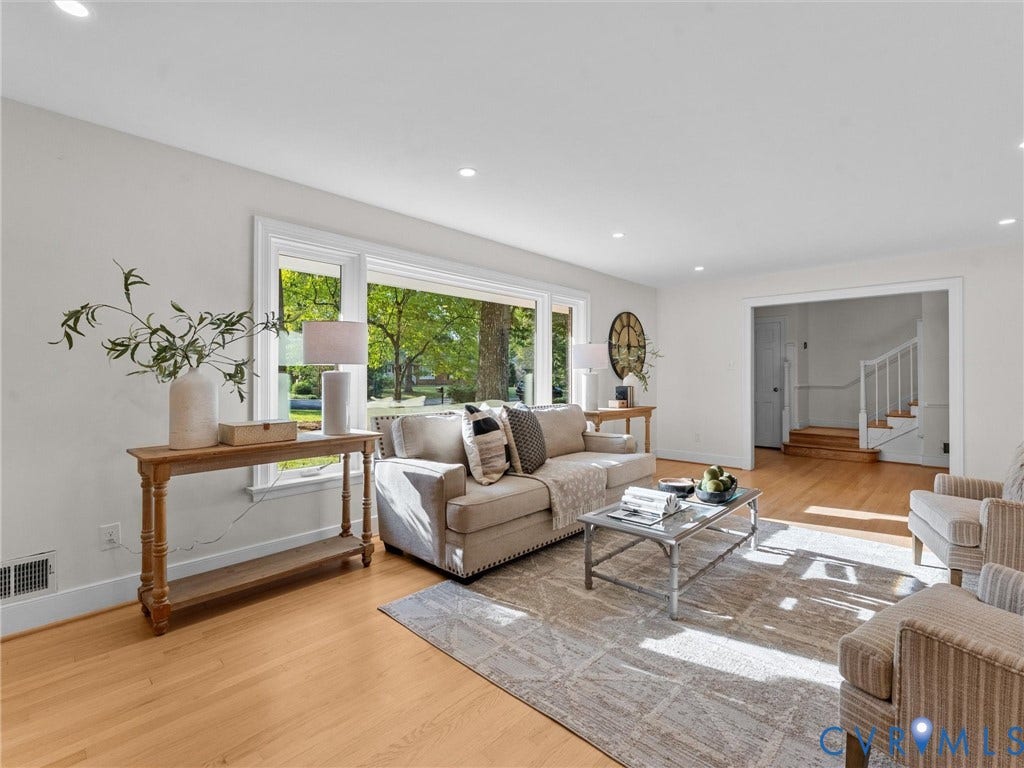 3436 Kenmore Road, Richmond, VA 23225 Recessed lighting, wood flooring, large picture window, and white wall finishes