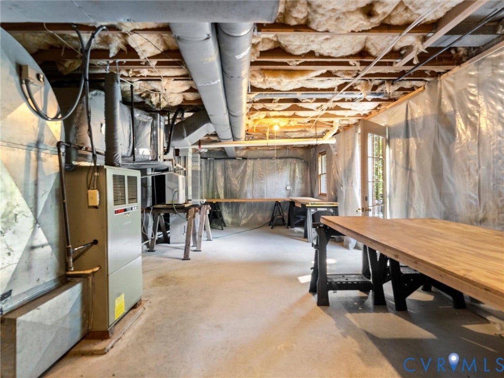 Unfinished basement workshop space