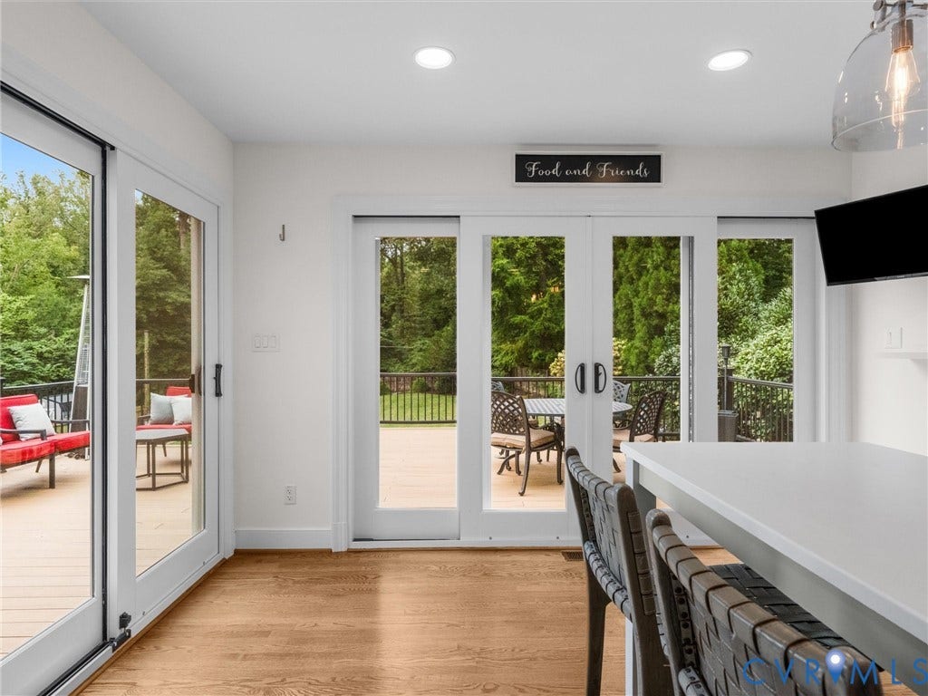 600 Baldwin Road, Henrico, VA 23229 Hardwood flooring, recessed ceiling lighting, and sliding glass doors providing outdoor access