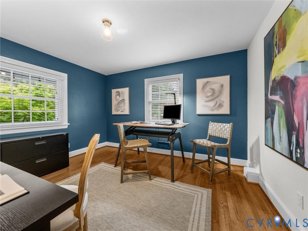 600 Baldwin Road, Henrico, VA 23229 Hardwood flooring, painted walls, white trim, recessed lighting, and multiple windows