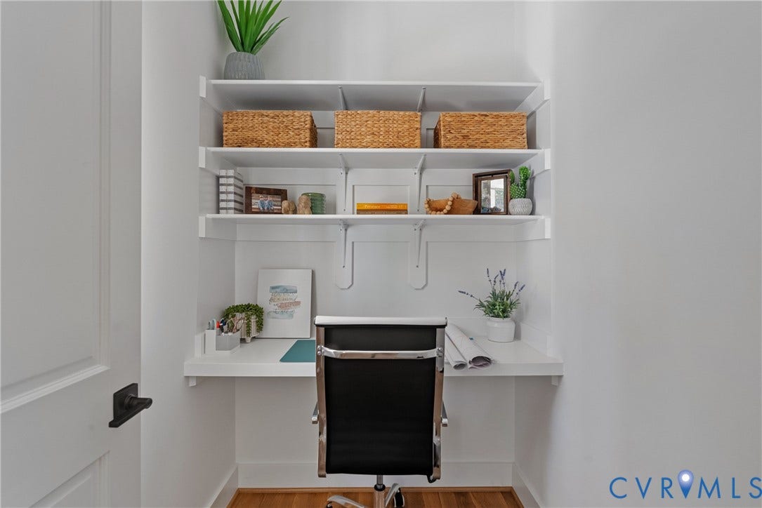 13003 Farrington Place Lane, Farrington Place, Hanover, VA 23059 Built-in desk with integrated shelving, providing functional workspace and storage