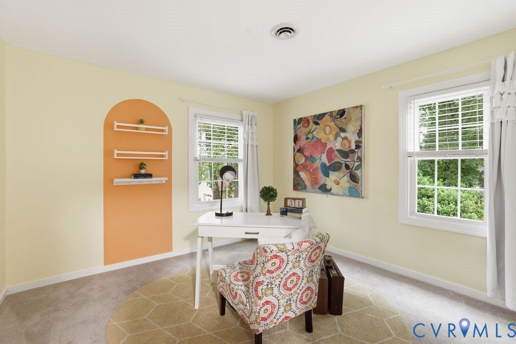 9612 Kingscroft Drive, Glen Allen, VA 23060 Carpeted room with light yellow walls and white trim
