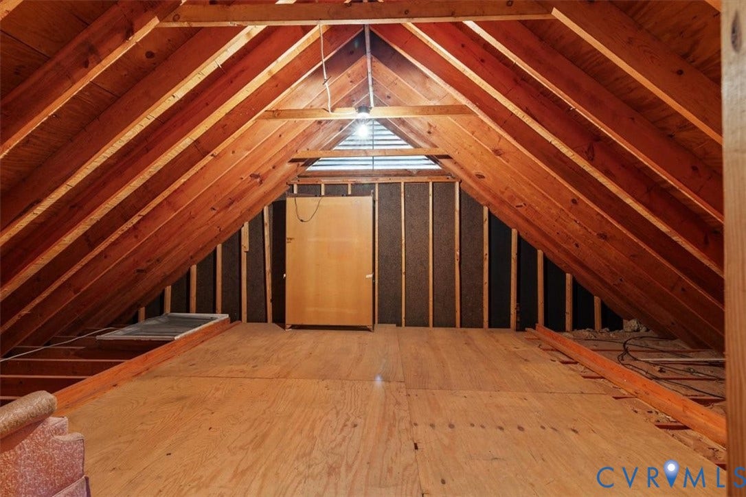 3577 Old Buckingham Road, Powhatan, VA 23139 Exposed wood framing with plywood flooring and a built-in access panel