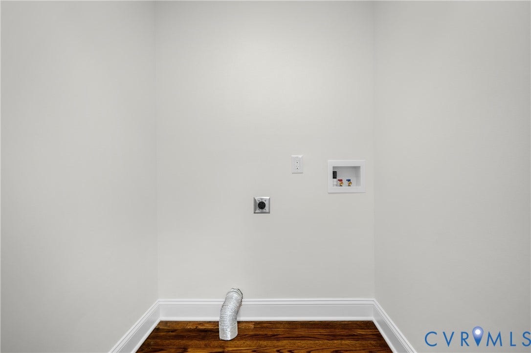 2211 Royall Avenue, Bellemeade, Richmond, VA 23224 Laundry area with wood-finish flooring, white walls, and dedicated washer and dryer hookups