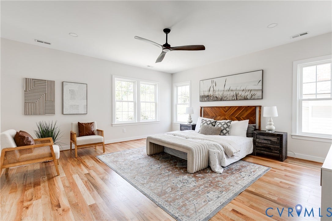 404 W 31st Street, Woodland Heights, Richmond, VA 23225 Hardwood flooring throughout, recessed lighting, and a modern ceiling fan