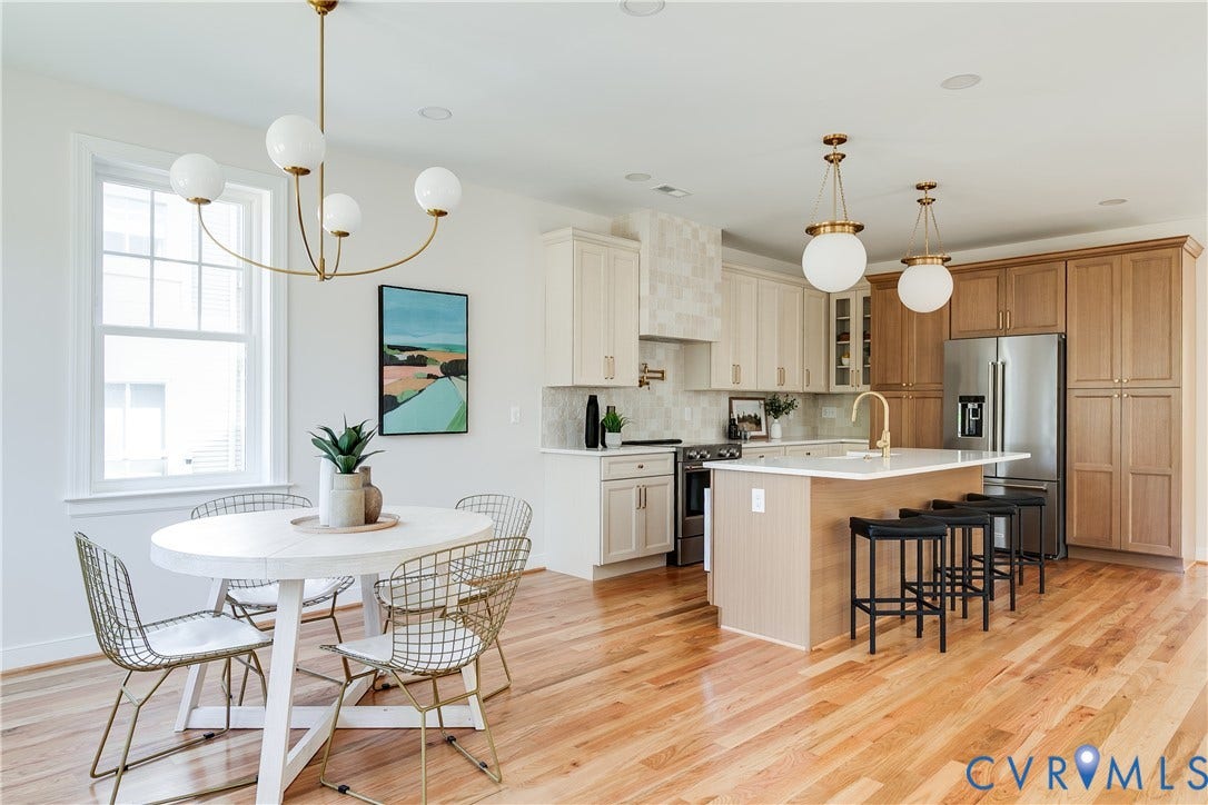 404 W 31st Street, Woodland Heights, Richmond, VA 23225 Wood-finish flooring, recessed lighting, and a kitchen island with a built-in sink
