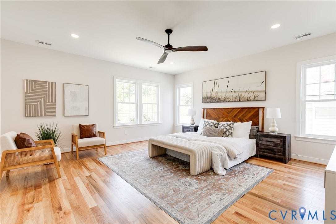 404 W 31st Street, Woodland Heights, Richmond, VA 23225 Hardwood flooring throughout, recessed lighting, ceiling fan, and multiple windows