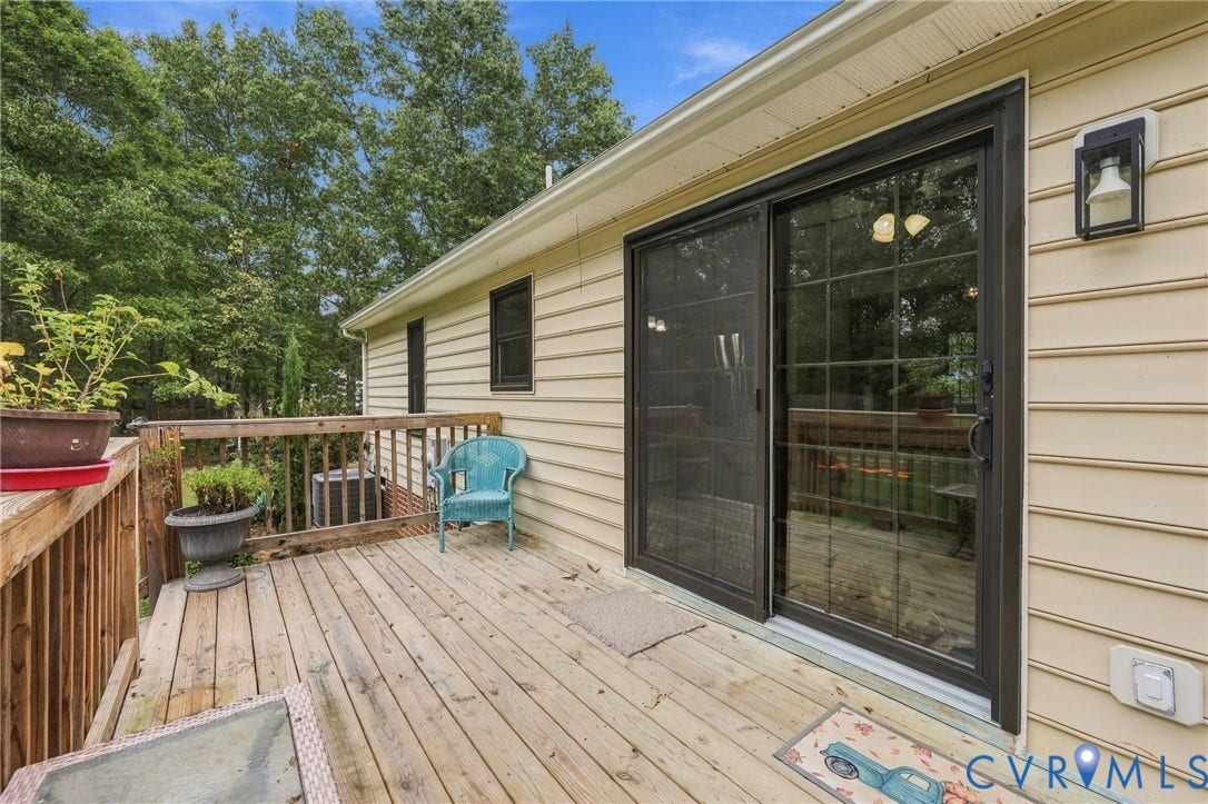 133 Ford Road, Bumpass, VA 23024 Expansive wood deck with a full railing system