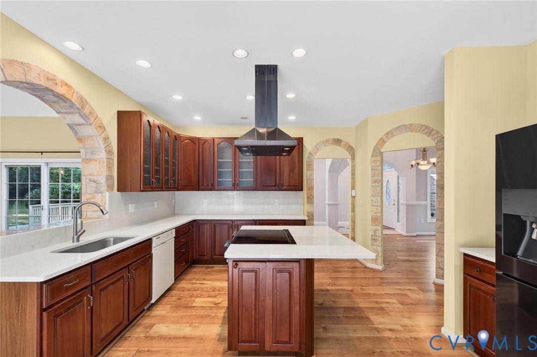 365 Hamlet Road, Manakin Sabot, VA 23103 Kitchen featuring wood-finish flooring, recessed lighting, and stone archways