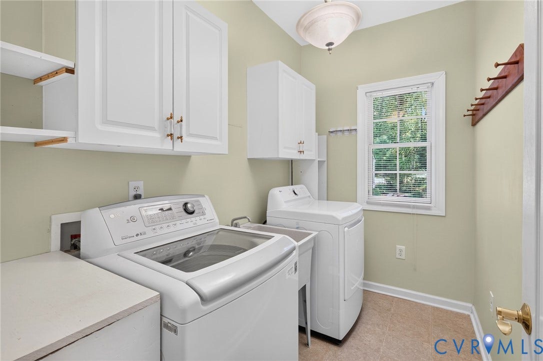 365 Hamlet Road, Manakin Sabot, VA 23103 Recessed lighting, window with exterior landscaping, white cabinetry, open shelving, and a utility sink