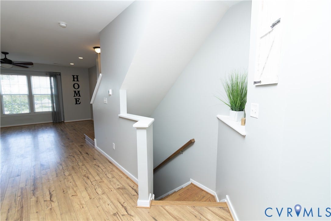 Wood-finish flooring throughout the main level