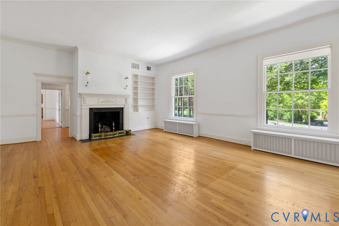 Looking into living room from screen porch door